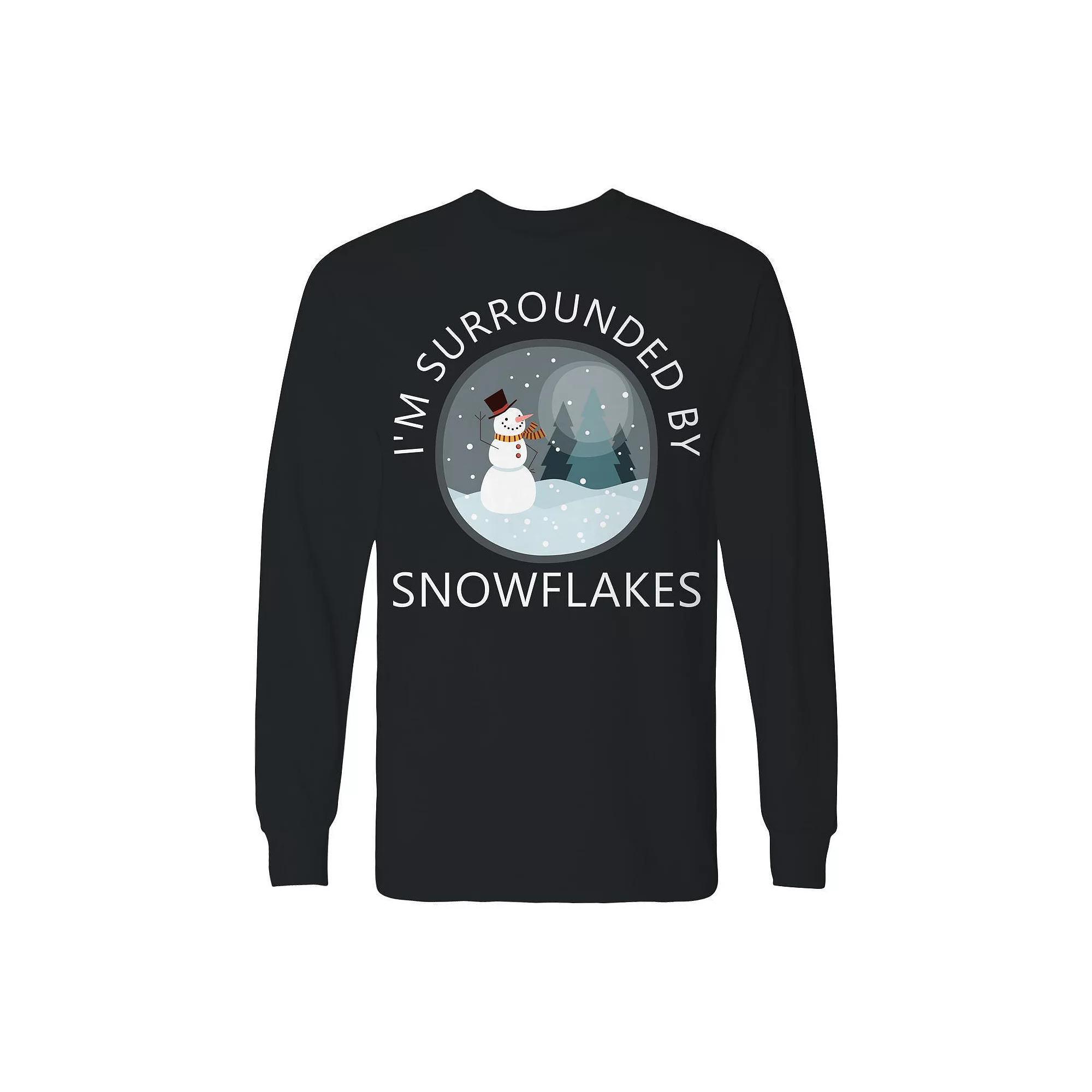 Men's Christmas Surrounded Snowflakes Long Sleeve Graphic Tee, Size: XXL, Irish Green Product Image
