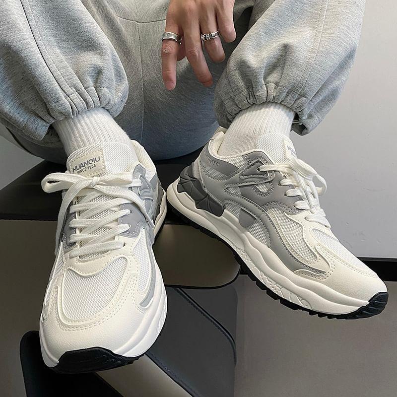 Lettering Lace-Up Platform Sneakers Product Image