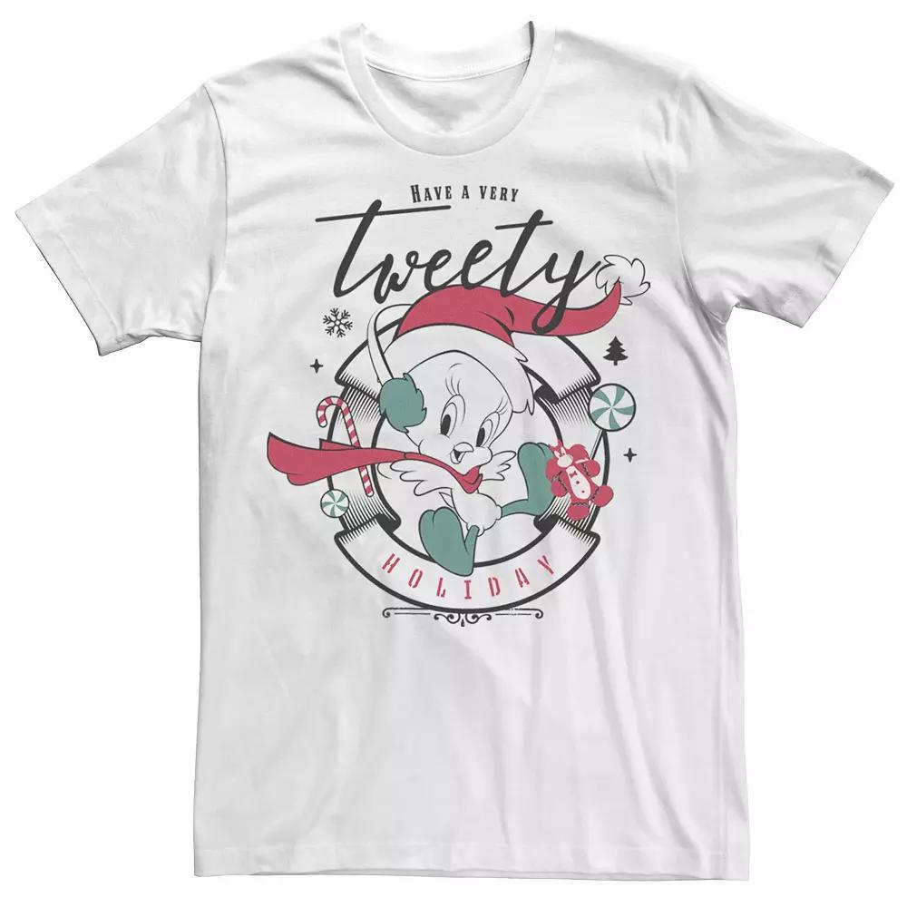 Men's Looney Tunes Christmas Have A Very Tweety Holiday Tee, Size: Small, White Product Image