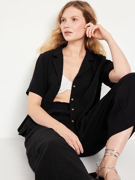 Crinkle Gauze Button-Down Shirt Product Image
