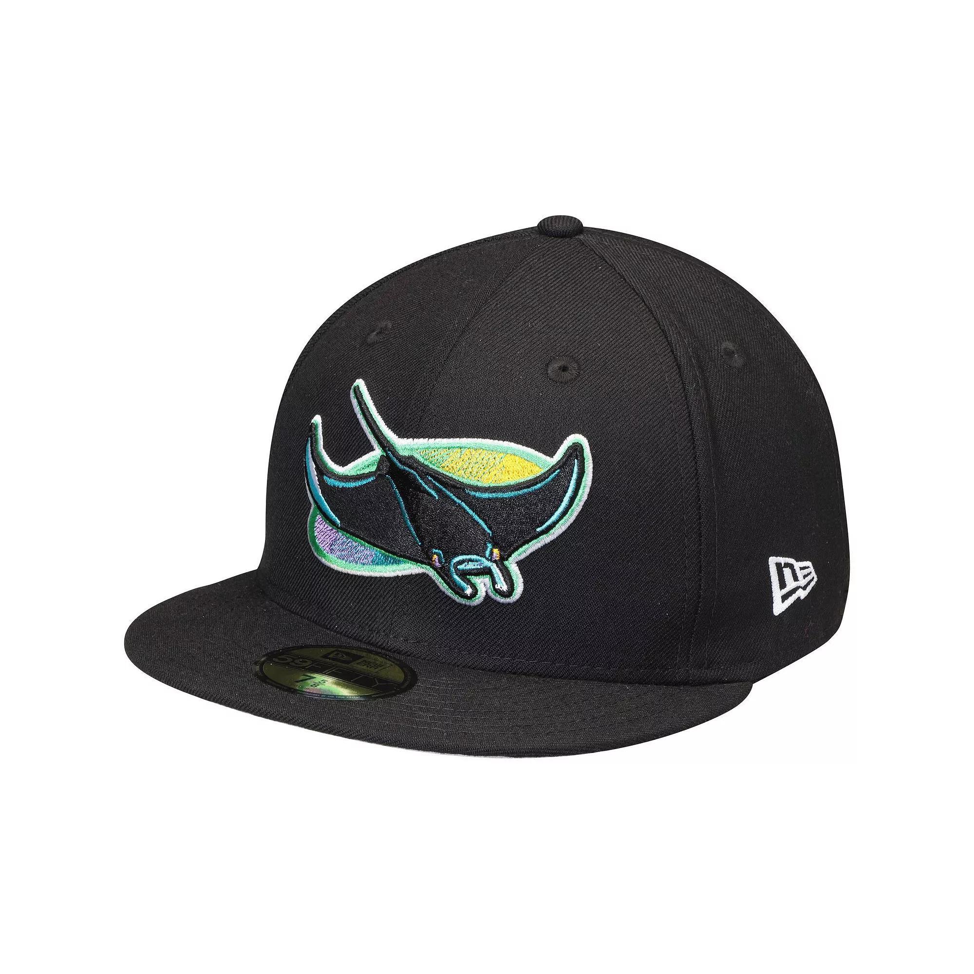 Men's New Era Black Tampa Bay Rays Cooperstown Collection Wool 59FIFTY Fitted Hat, Size: 7 3/4 Product Image