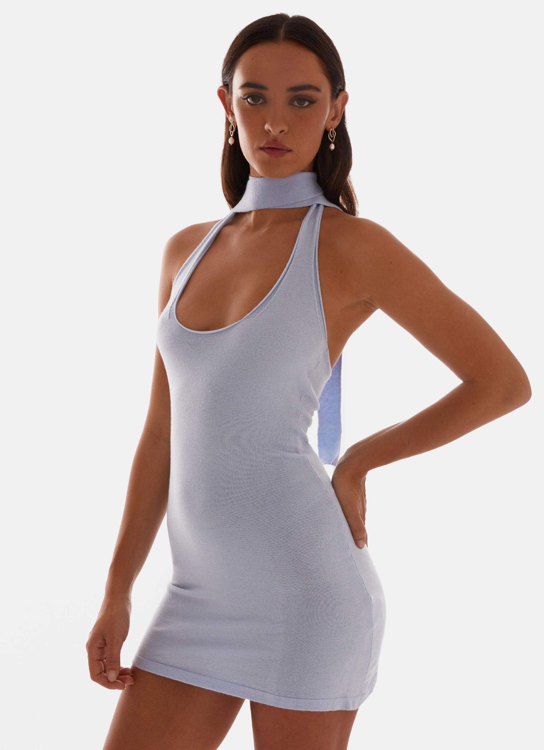 Katie Knit Mini Dress - Blue Product Image