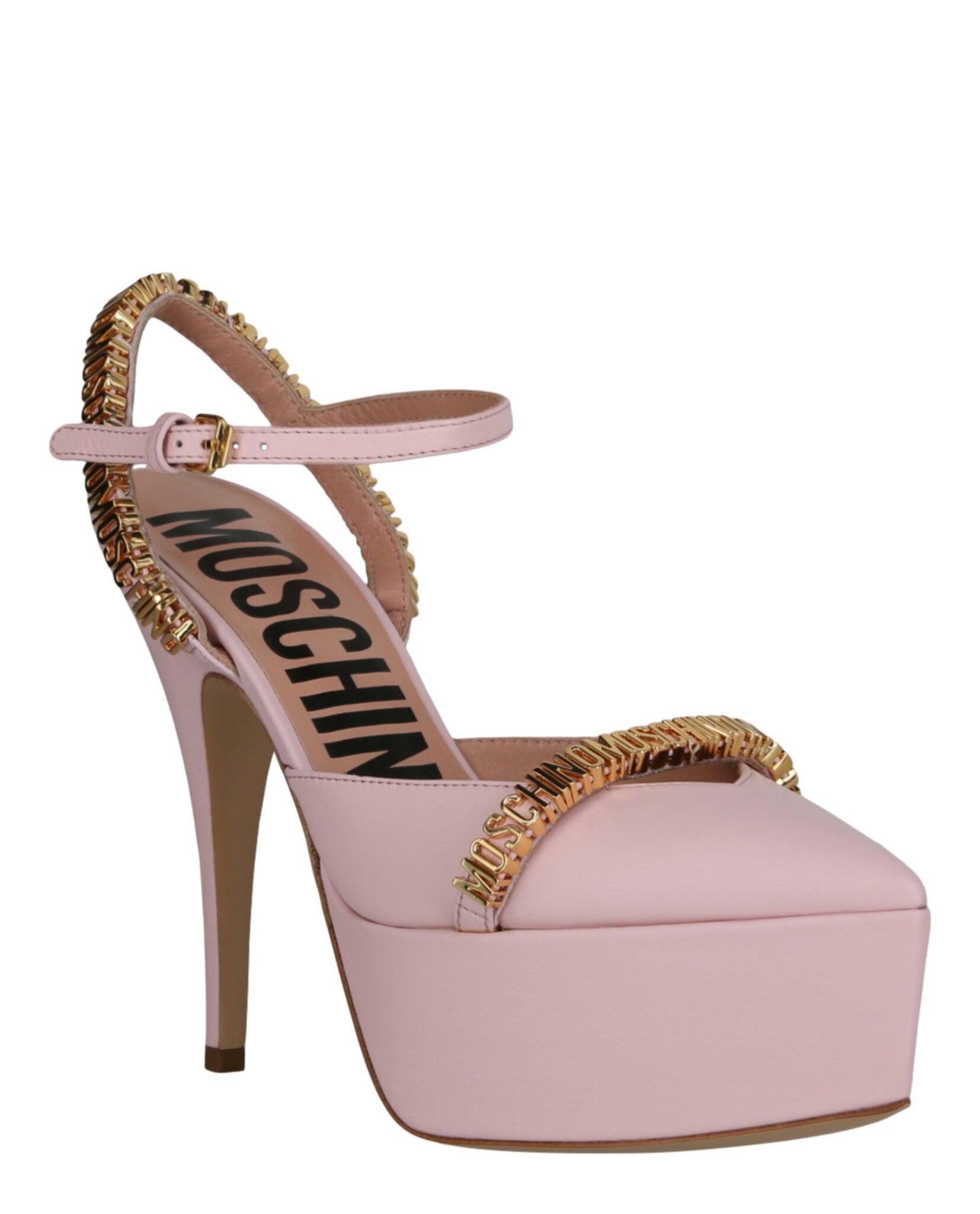 Moschino Logo Lettering Ankle Strap Pumps Product Image