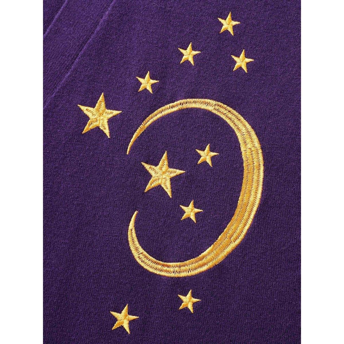 Plus Size Supersoft Essentials Celestial Embroidered Cardigan Eggplant Women Casual Loose Long Sleeve Everyday Cardigans BloomChic 12/L Product Image