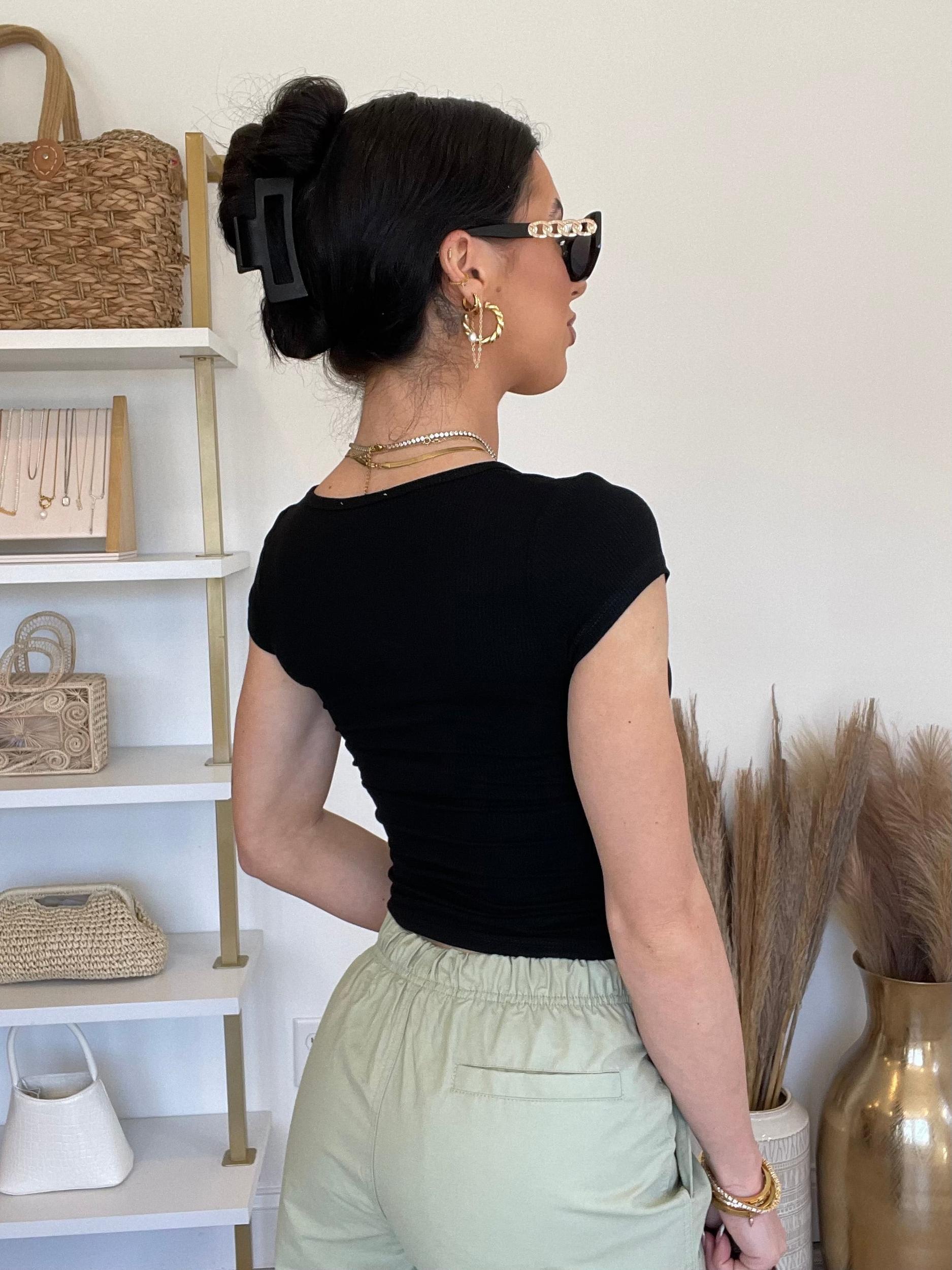 FINAL SALE Mari Short Sleeve Rib Knit Top Product Image