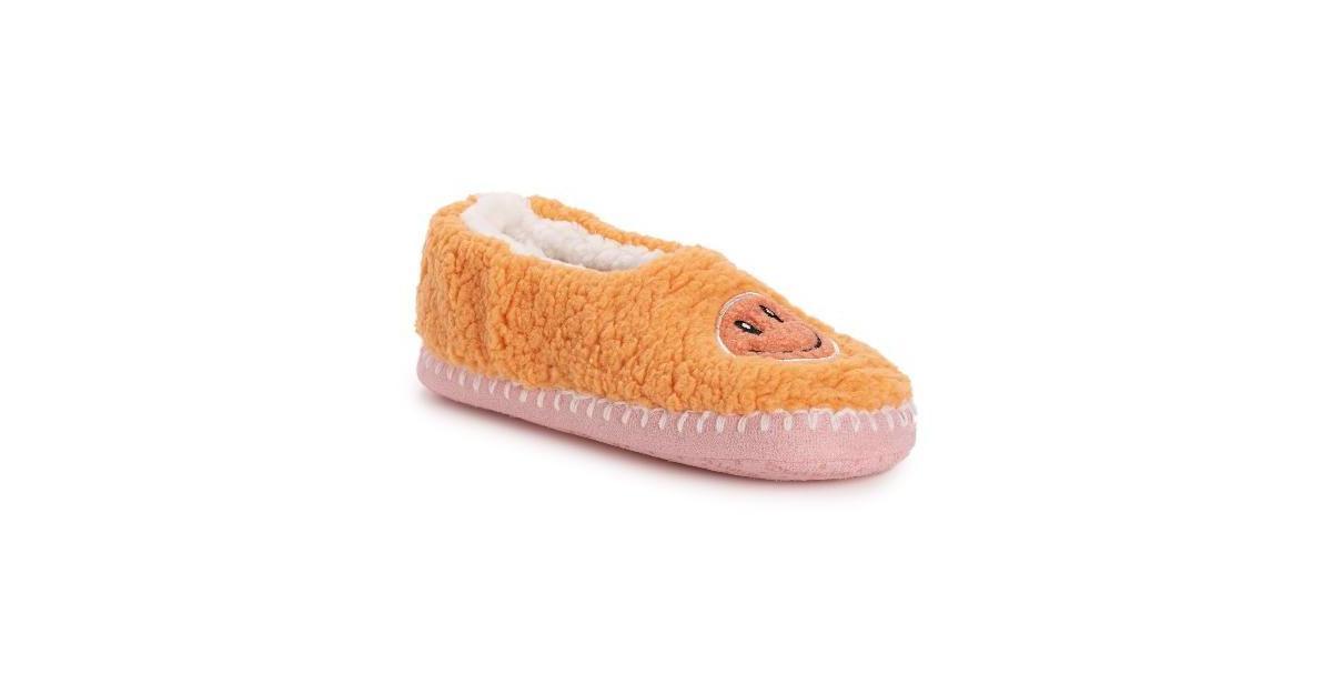 MUK LUKS Sherpa Smiley Women's Ballet Flat Slippers, Size: Large-XL, Orange Product Image