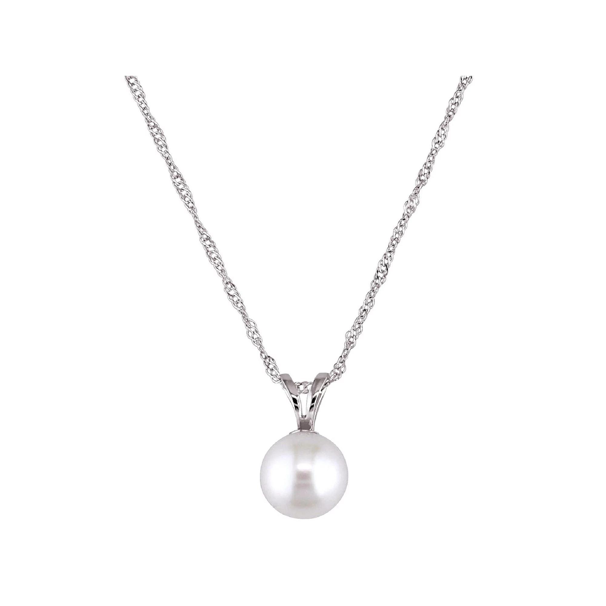 Stella Grace 14k White Gold Freshwater Cultured Pearl Solitaire Pendant Necklace, Women's, Size: 17", 14k Whgold Product Image