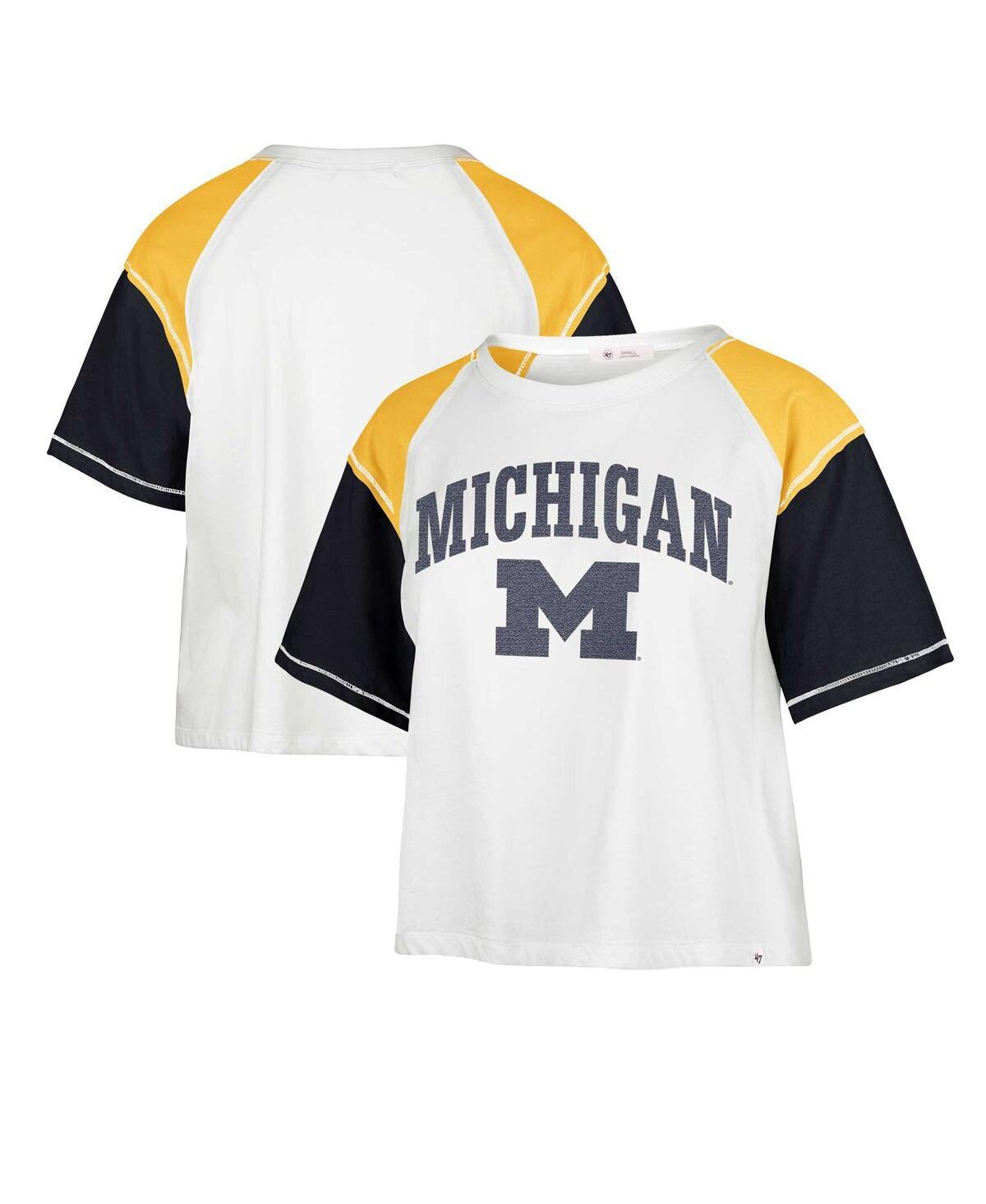 Women's '47 White Michigan Wolverines Serenity Gia Cropped T-Shirt, Size: Small Product Image