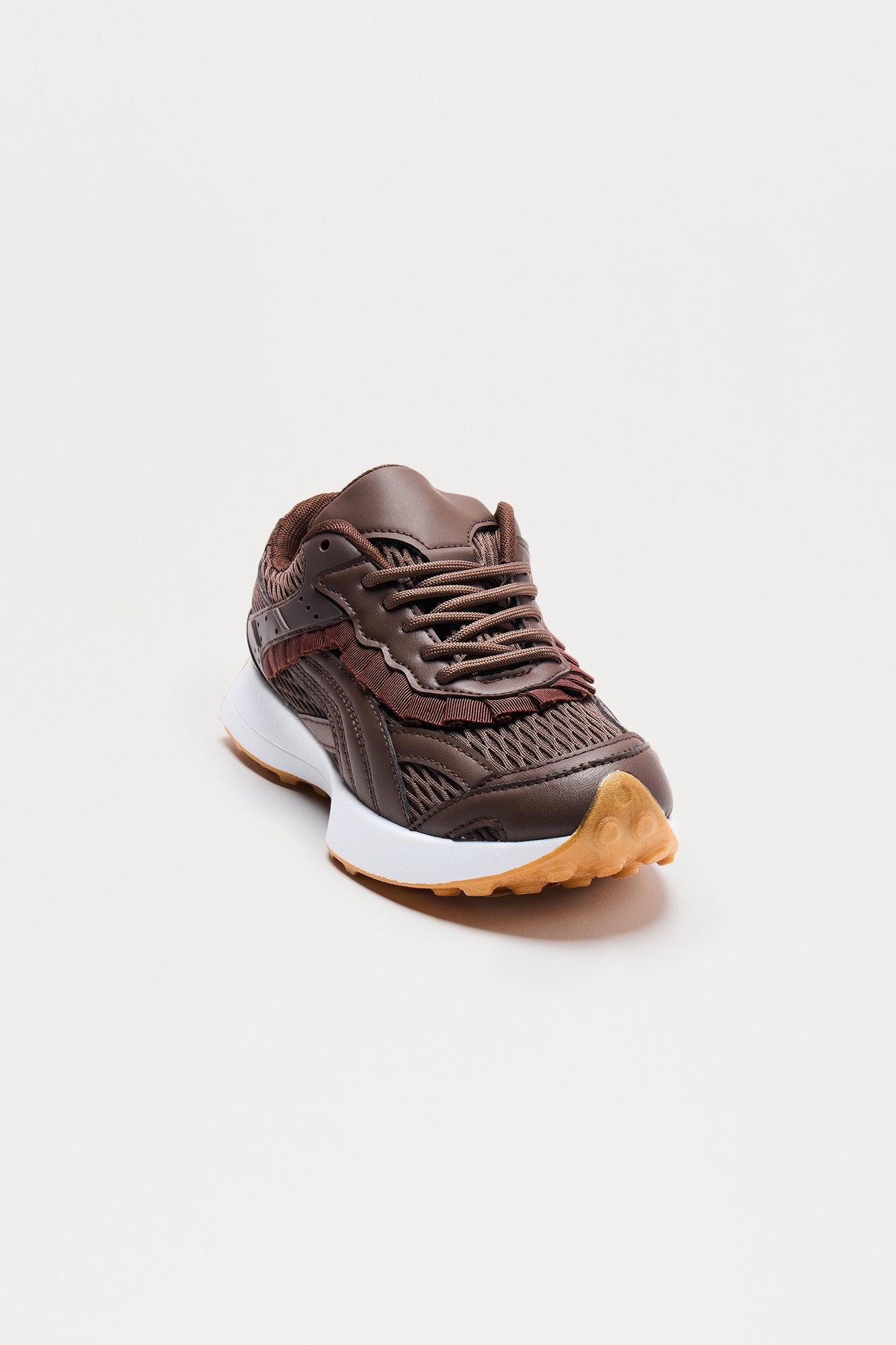 Kelsol Ruffle Sneakers - Brown Product Image