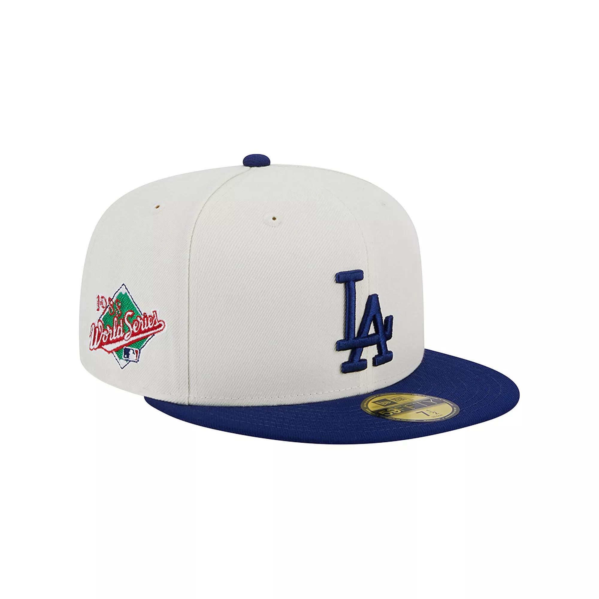 Men's New Era Stone/Royal Los Angeles Dodgers Retro 59FIFTY Fitted Hat, Size: 7 7/8, Team Product Image
