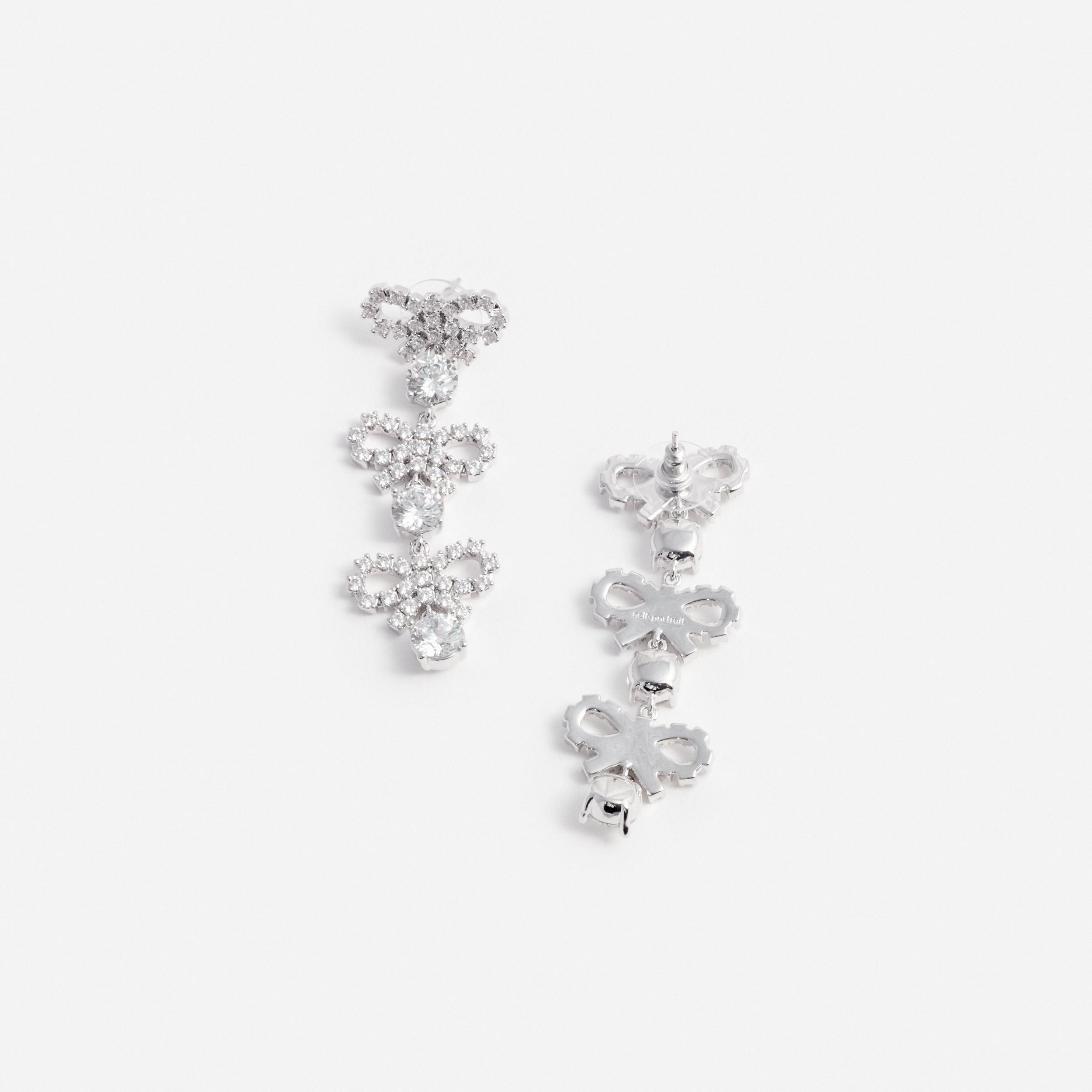 Micro Bow Crystal Tiered Earrings Product Image