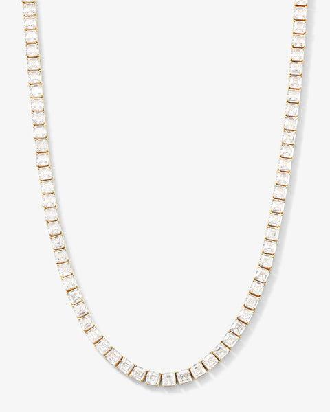The Queen's Tennis Necklace 16" - Gold|White Diamondettes Product Image