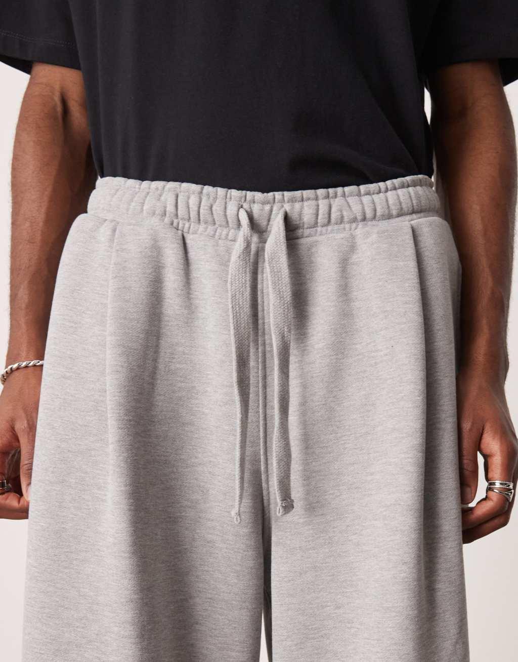 ASOS DESIGN heavyweight oversized wide leg sweatpants in gray heather Product Image
