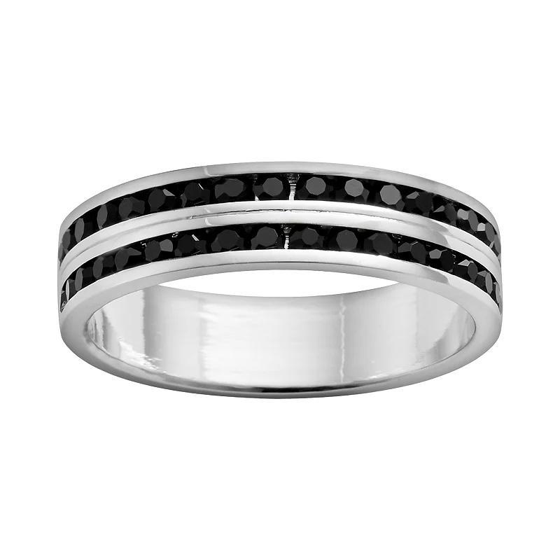 Traditions Jewelry Company Silver-Plated Crystal Eternity Ring Set, Womens Black Product Image