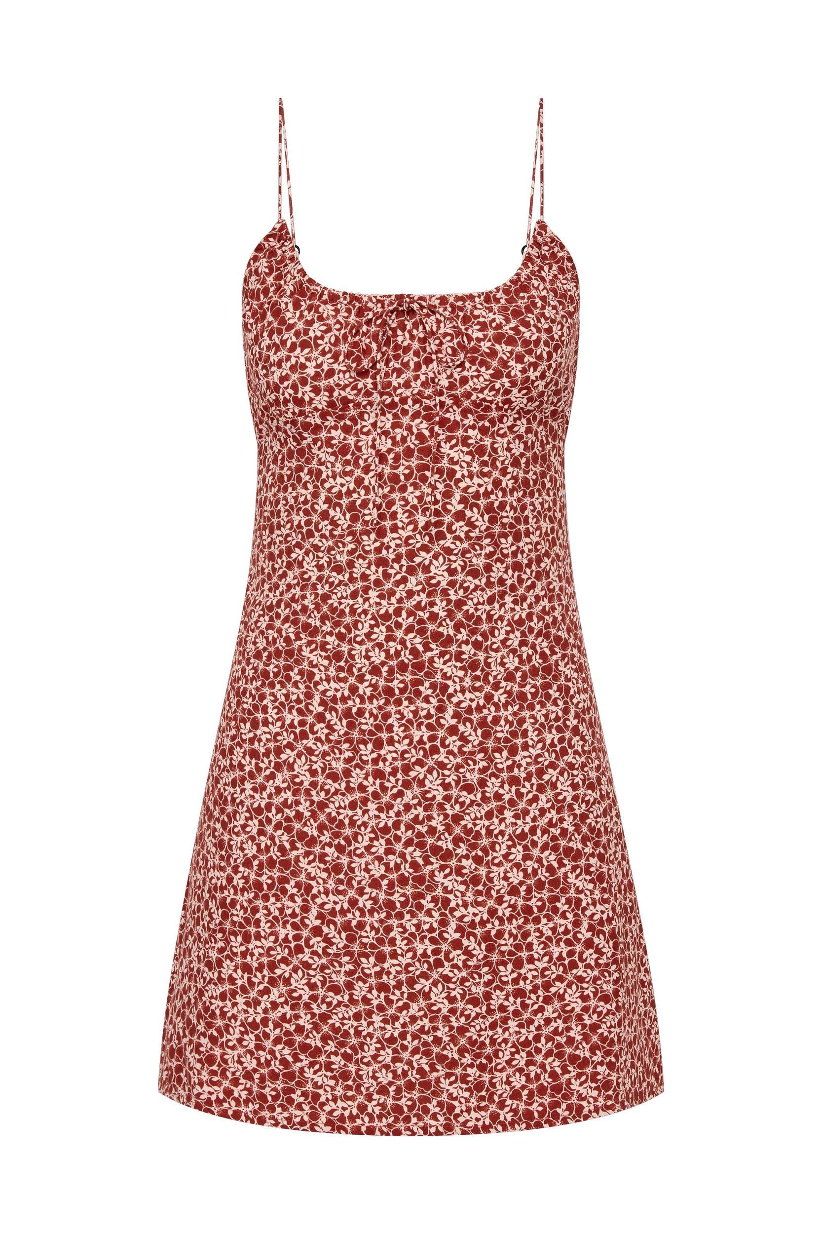Pau Mini Dress Peony Stamp Garnet Product Image