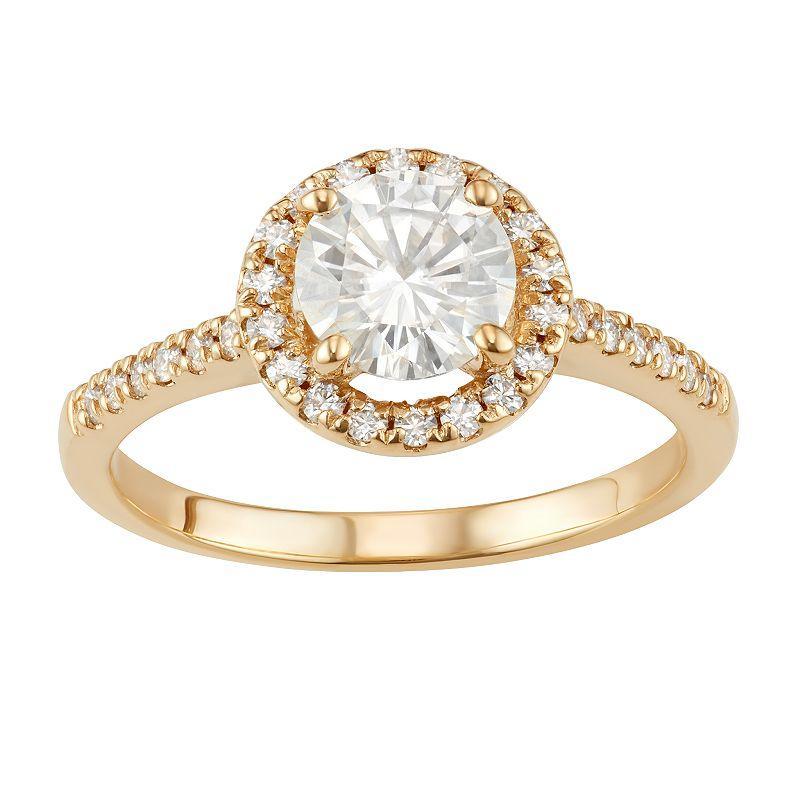 14k Gold 1 1/3 Carat T.W. Lab-Created Moissanite Round Halo Ring, Women's, Size: 9, Yellow Product Image