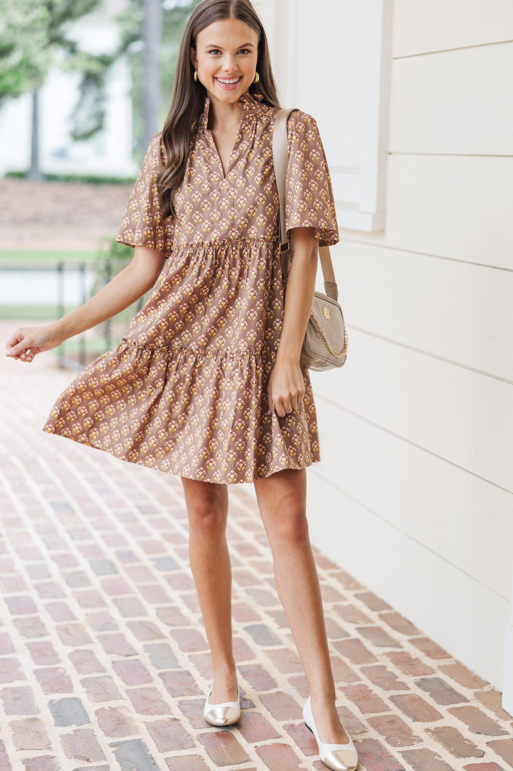 Feeling Your Best Brown Medallion Dress Female Product Image