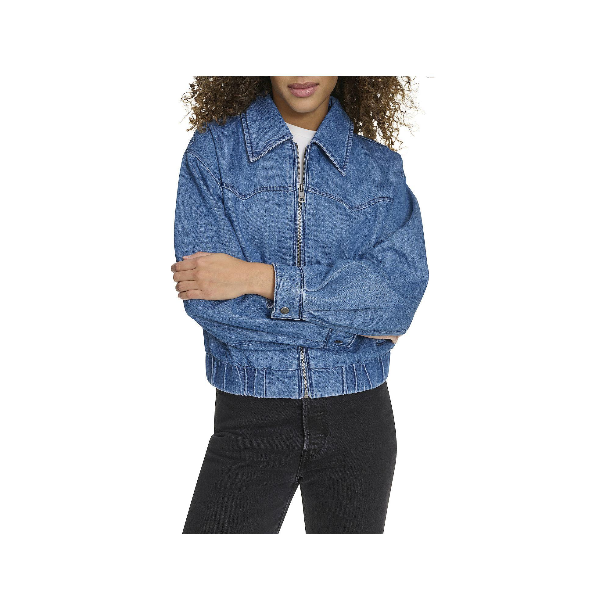 Women's Levi's® Denim Western Bomber Jacket, Size: XS, Medium Wash Blue Product Image
