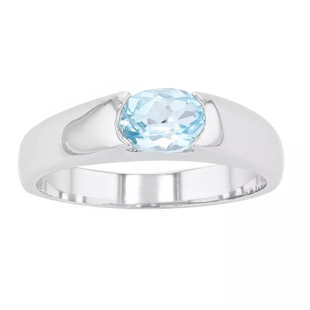 A&M Sterling Silver Oval Blue Topaz Ring, Women's, Size: 7 Product Image