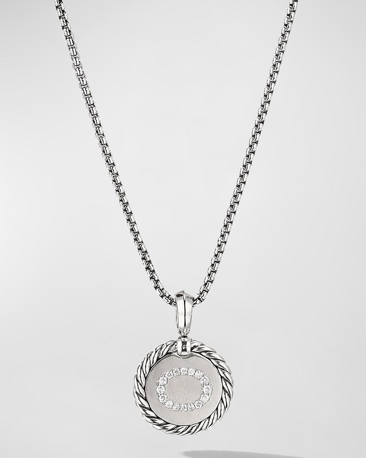 David Yurman Sterling Silver Cable Collectibles Initial Charm Necklace with Diamonds, 18 Product Image