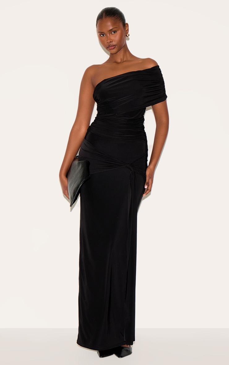 Black Double Layer Slinky Bardot Sleeve Top Product Image