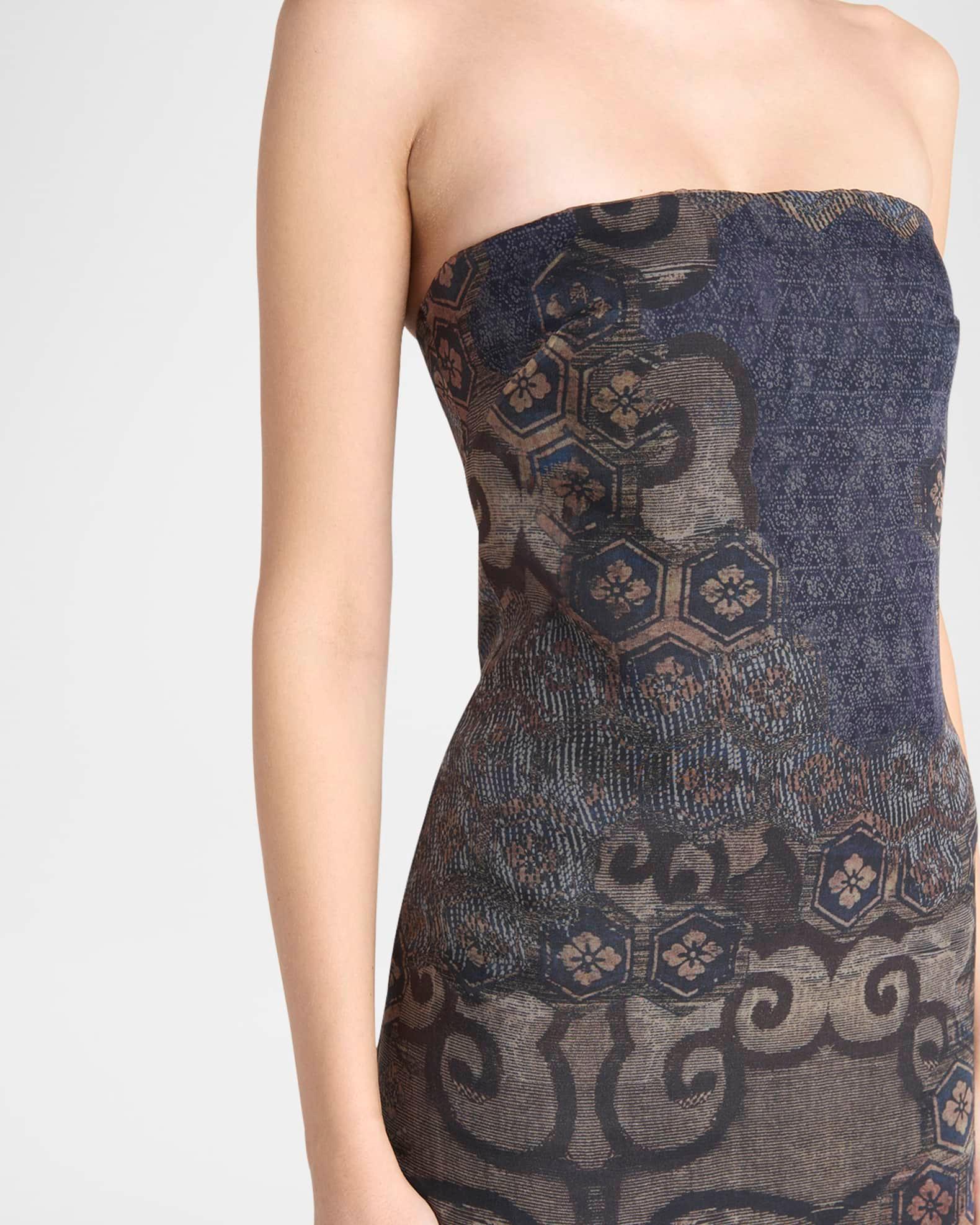 Strapless Tile-Print Silk Gown Product Image