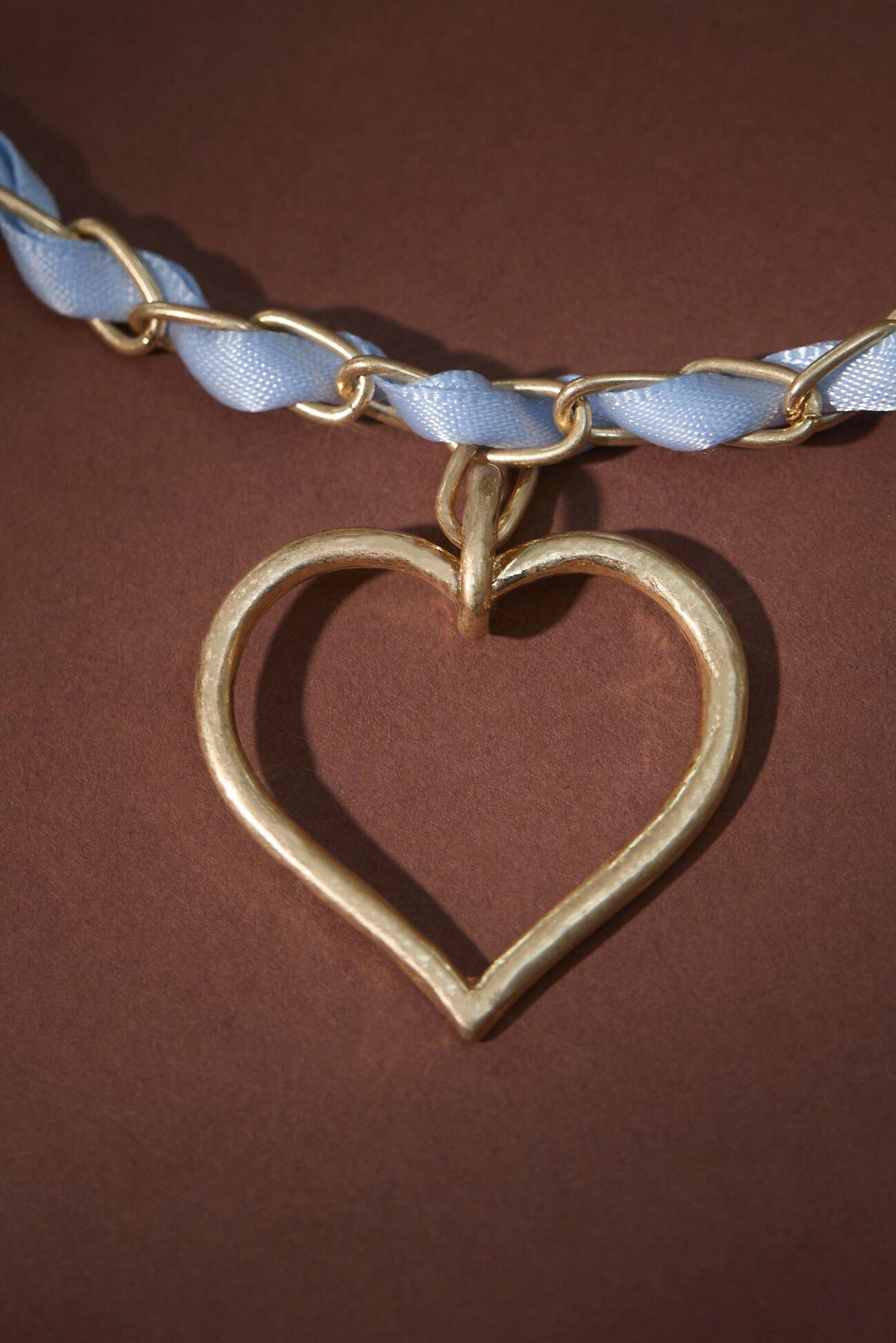 Fabric Open Heart Necklace Product Image