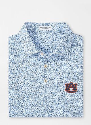 Peter Millar Mens Auburn Blitz Performance Jersey Polo | Color: White / Sport Navy | Size: L Product Image