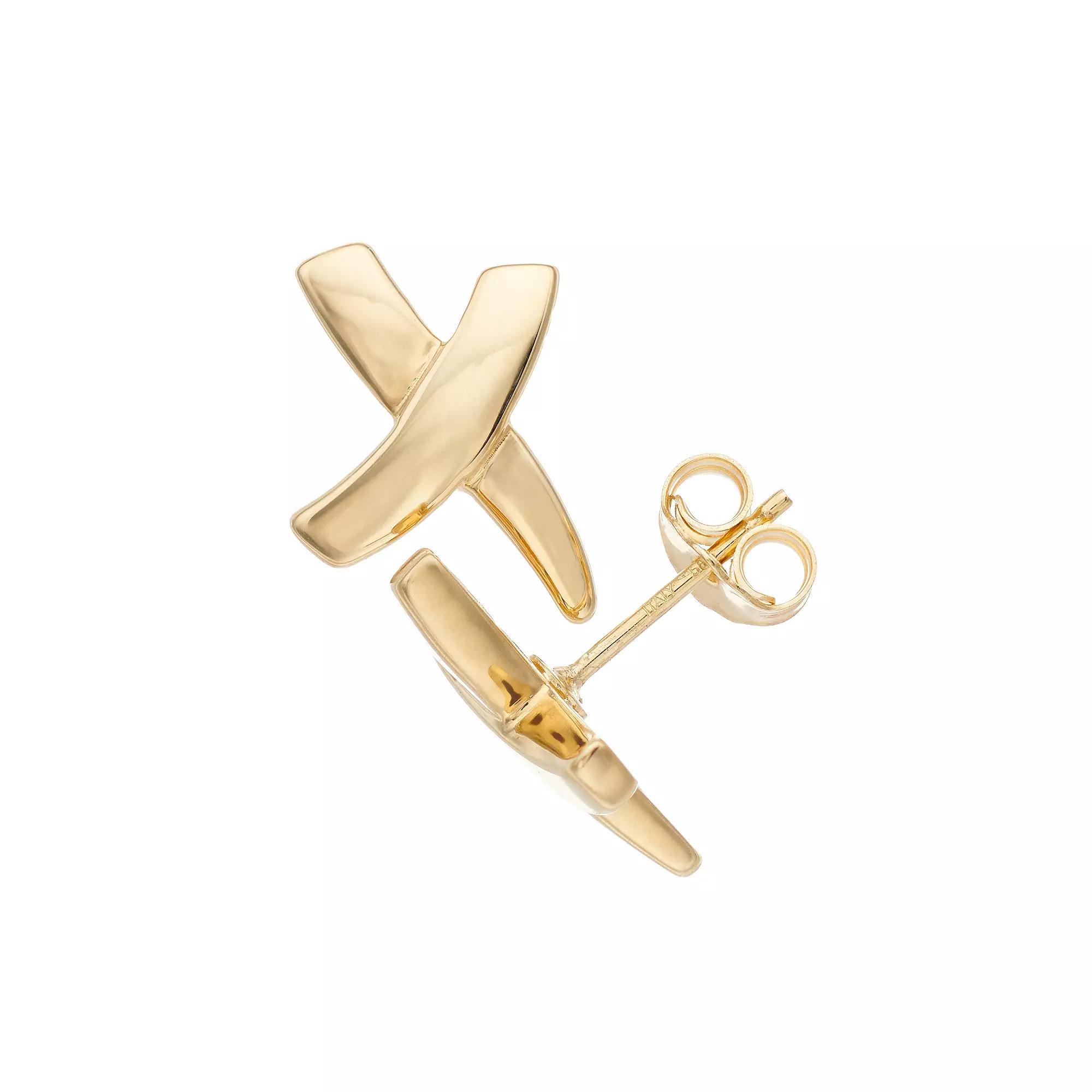 14k Gold "X" Post Stud Earrings, Women's Product Image