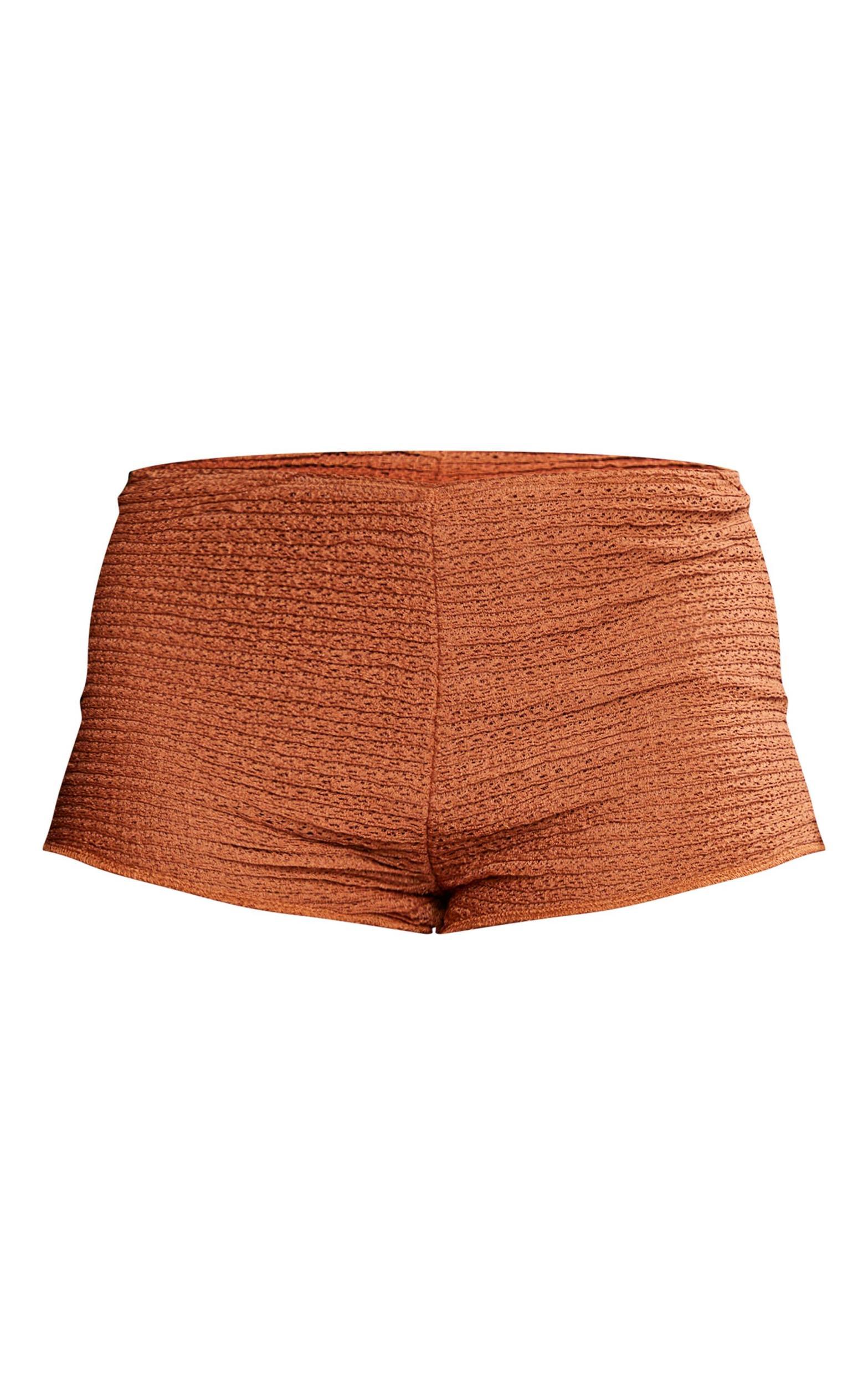 Chocolate Textured Low Rise Hot Pants Product Image