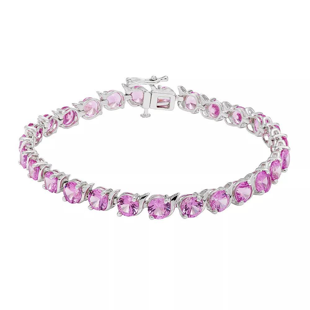Sterling Silver Lab-Created Pink Sapphire Bracelet, Women's, Size: 7.5" Product Image