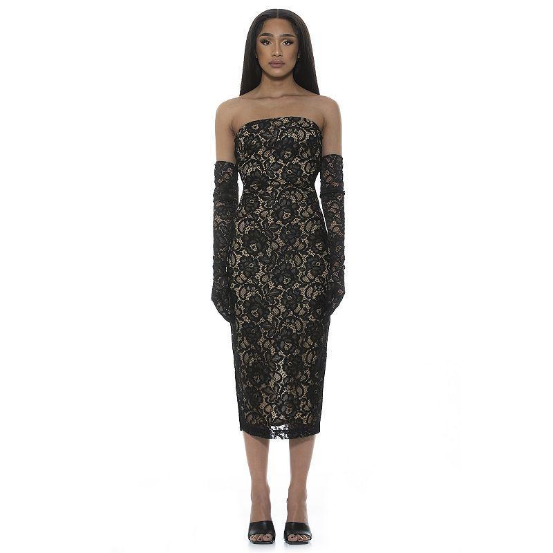 Women's ALEXIA ADMOR Zelle Strapless Midi Sheath Dress, Size: 12, Blush Product Image