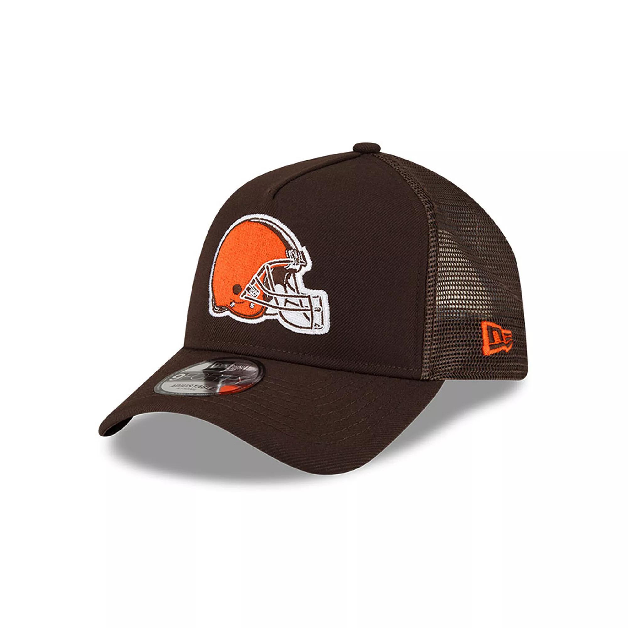 Men's New Era Brown Cleveland Browns  A-Frame Trucker 9FORTY Adjustable Hat Product Image
