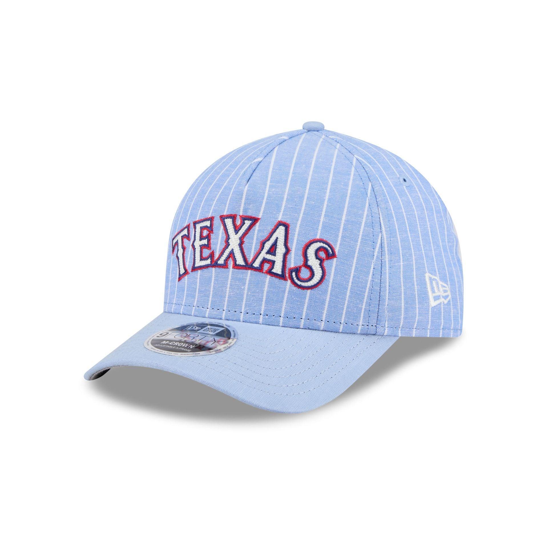 Texas Rangers Pinstripe Linen 9FORTY M-Crown A-Frame Snapback Hat Male Product Image