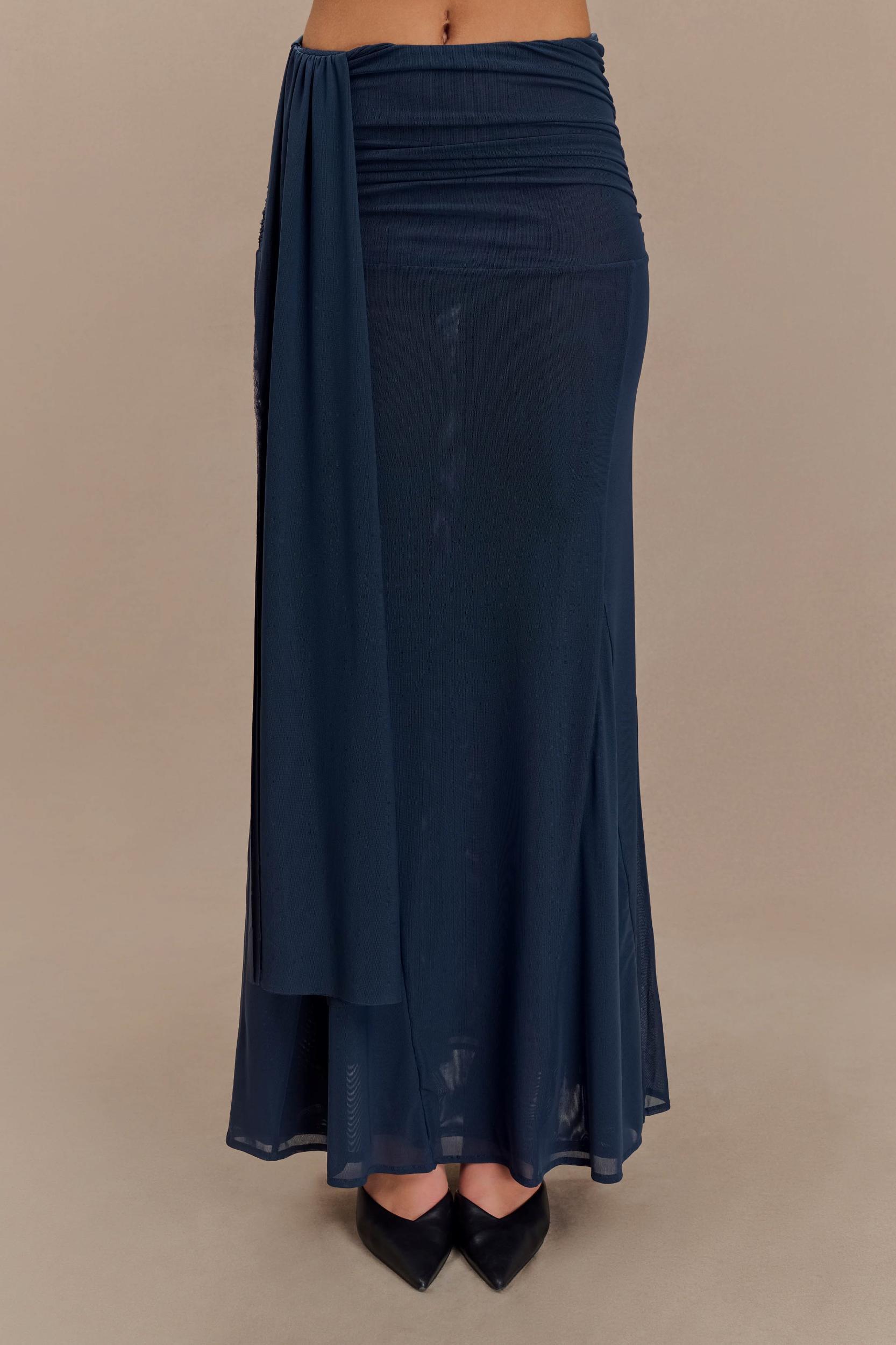 Arna Mesh Maxi Skirt - Midnight Blue Product Image