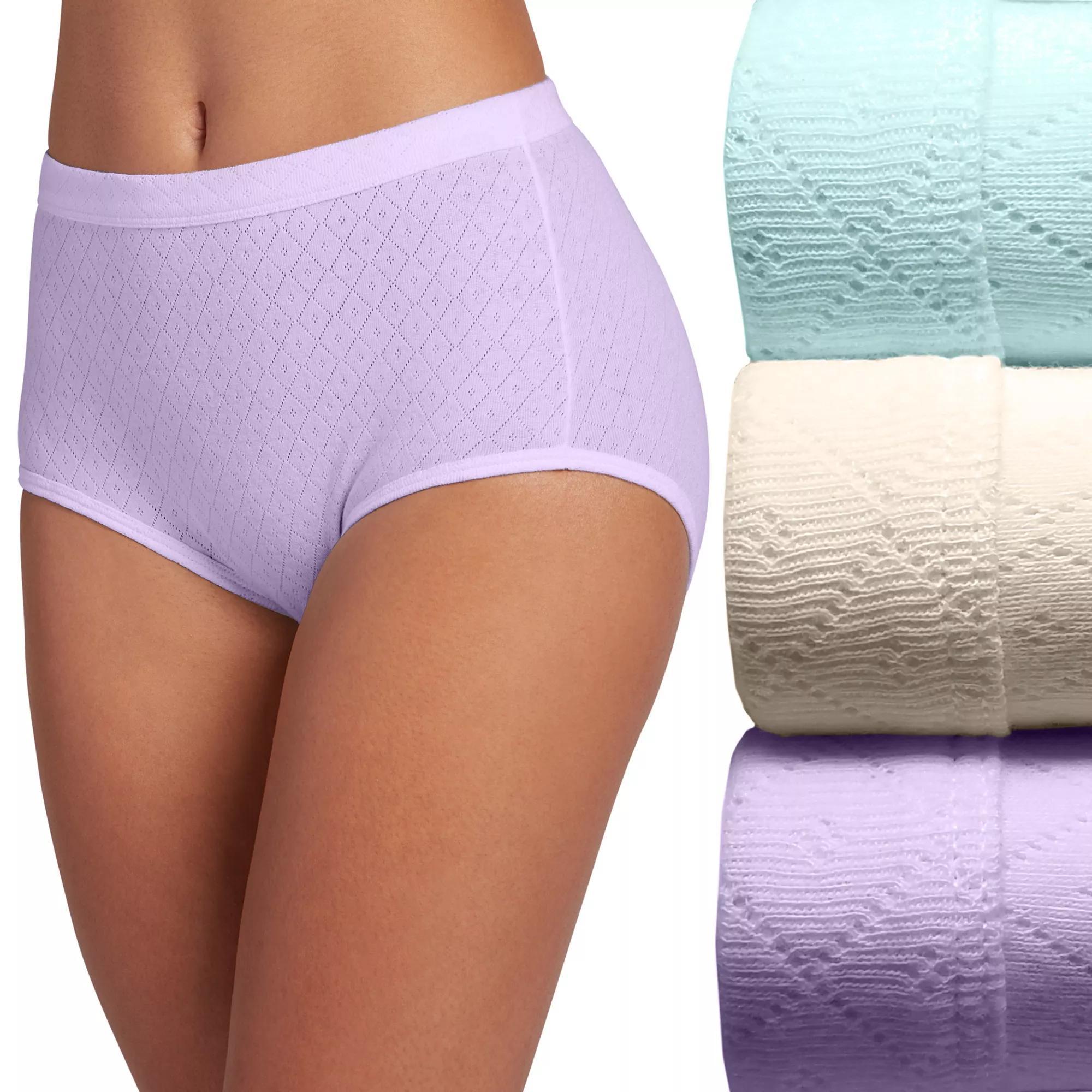 Womens Jockey Elance Breathe 3-pack Pointelle Briefs Panty Set 1542 Purple Veil Asst Product Image