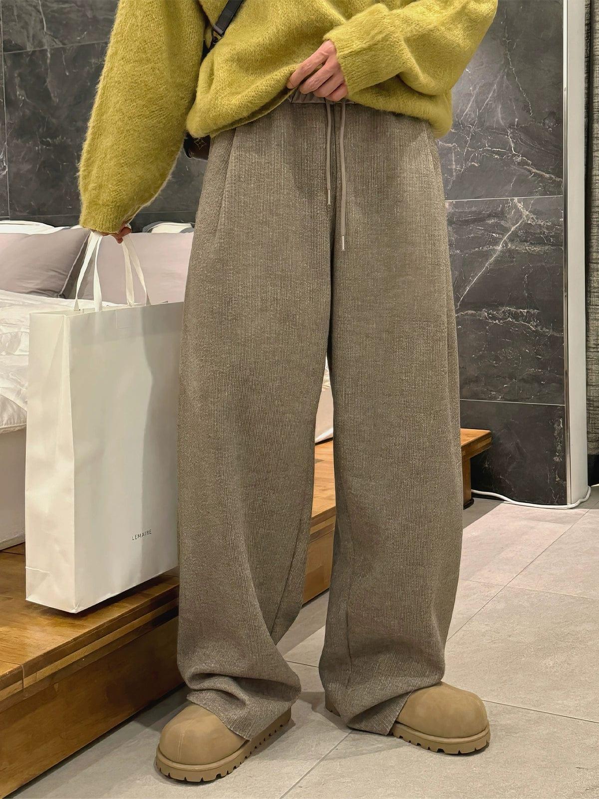 RT No. 12265 KHAKI BROWN PLEATED STRAIGHT PANTS Product Image