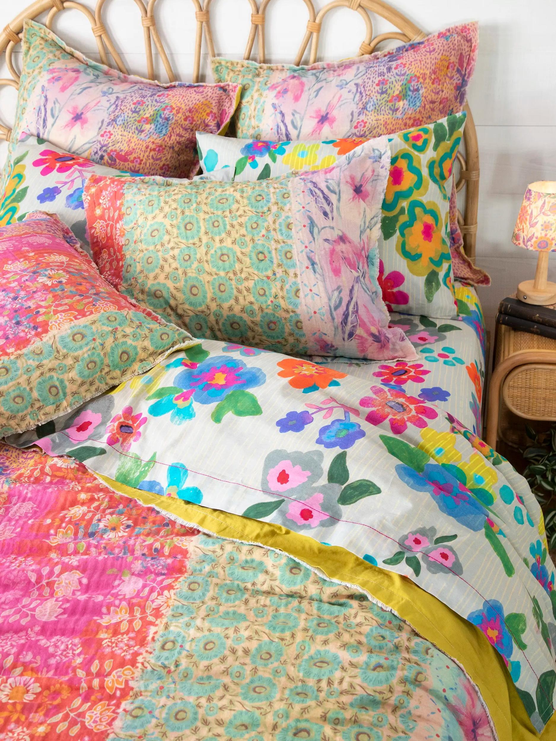 Cotton Gauze Duvet Cover - Azalea Rows Pink Product Image
