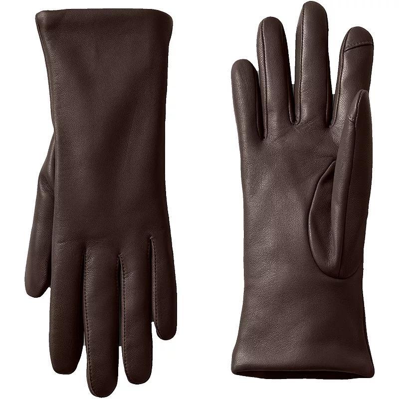 Women's Lands' End Touch Screen Compatible Leather Gloves with Cashmere Lining, Size: Medium, Purple Hydrangea Product Image