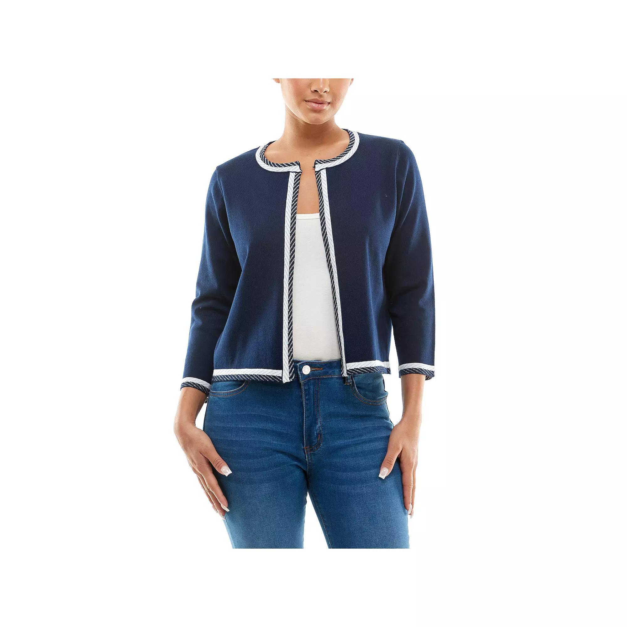 Women's Nina Leonard Chevron Bolero, Size: Large, Blue Iv Si Product Image