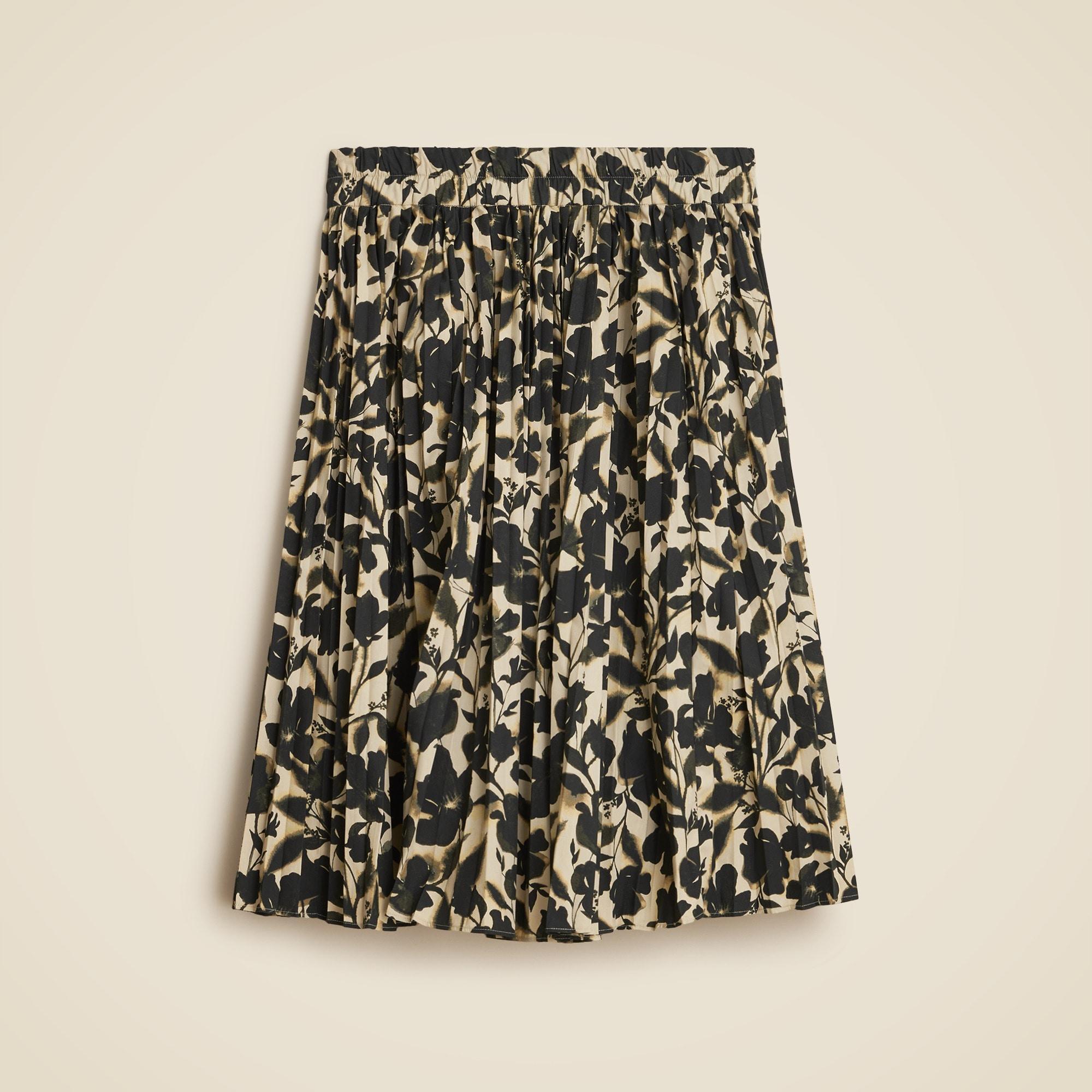 Smocked-waist pleated skirt in floral Product Image