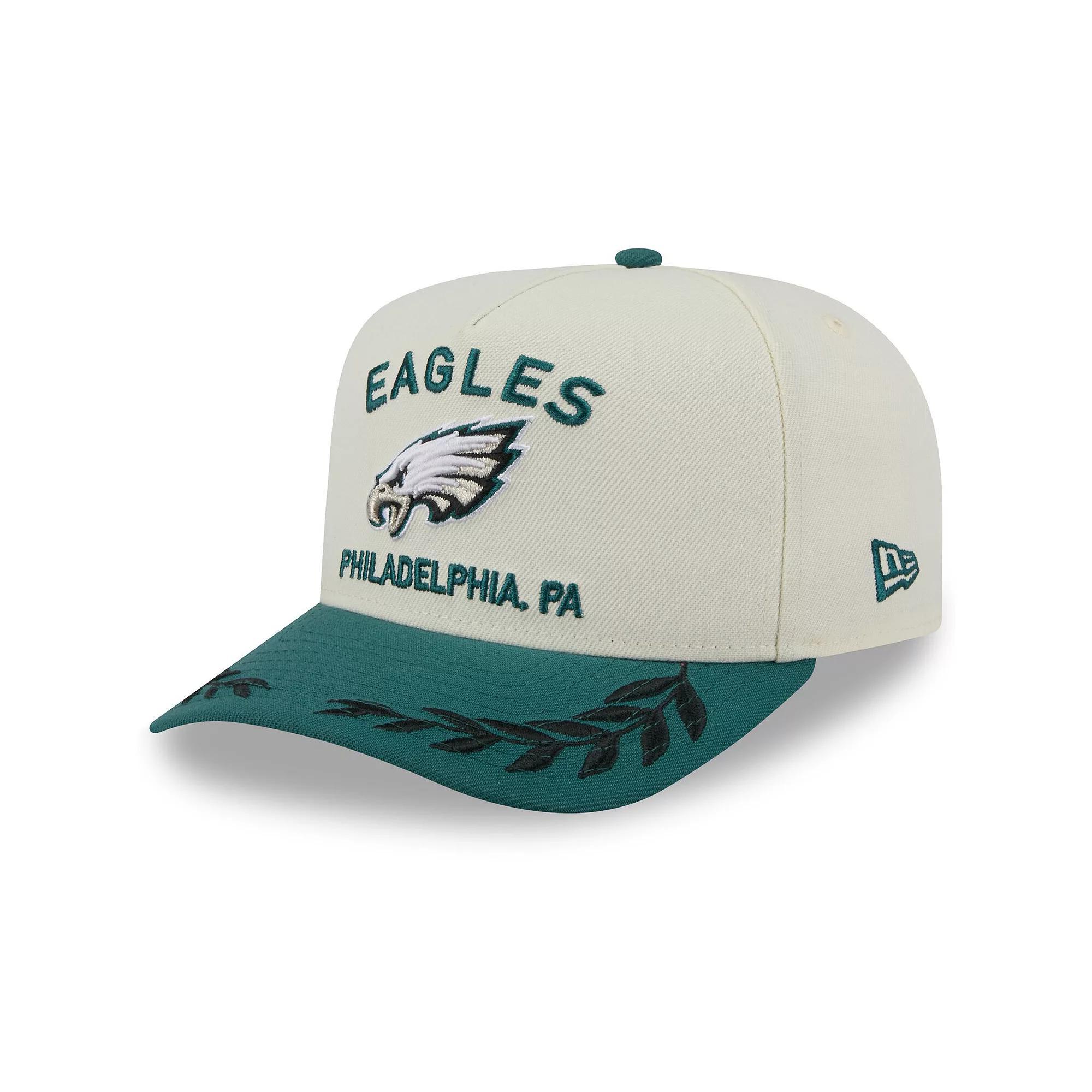 Men's New Era  Cream/Midnight Green Philadelphia Eagles 2025 NFL Draft A-Frame 9FIFTY Snapback Hat, Beige Product Image