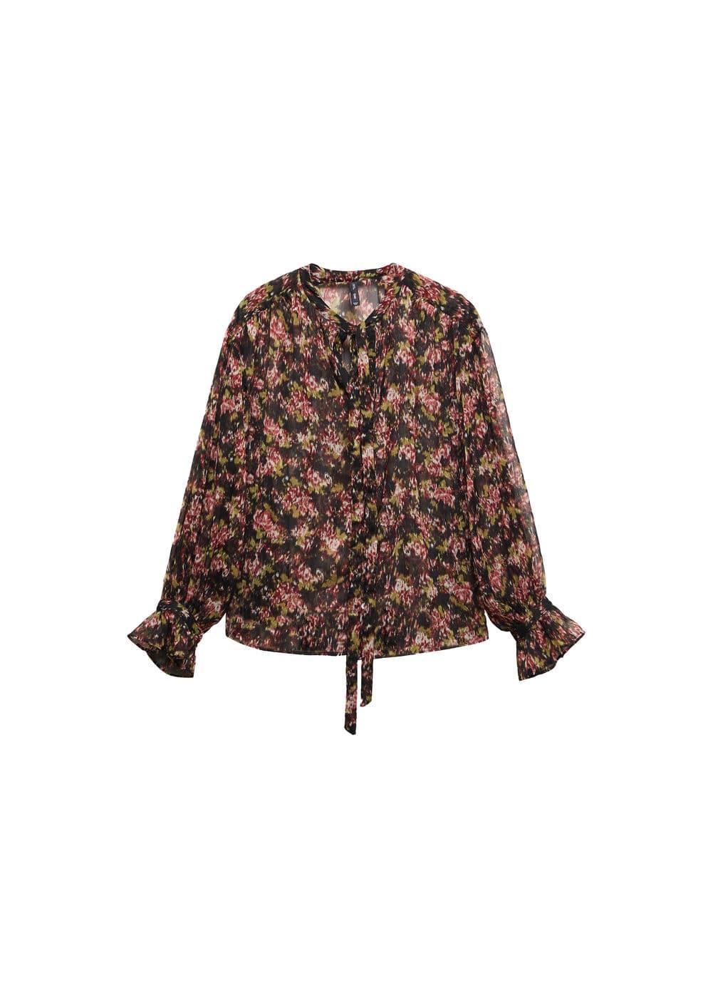 Mango Womens Bow Printed Blouse Product Image