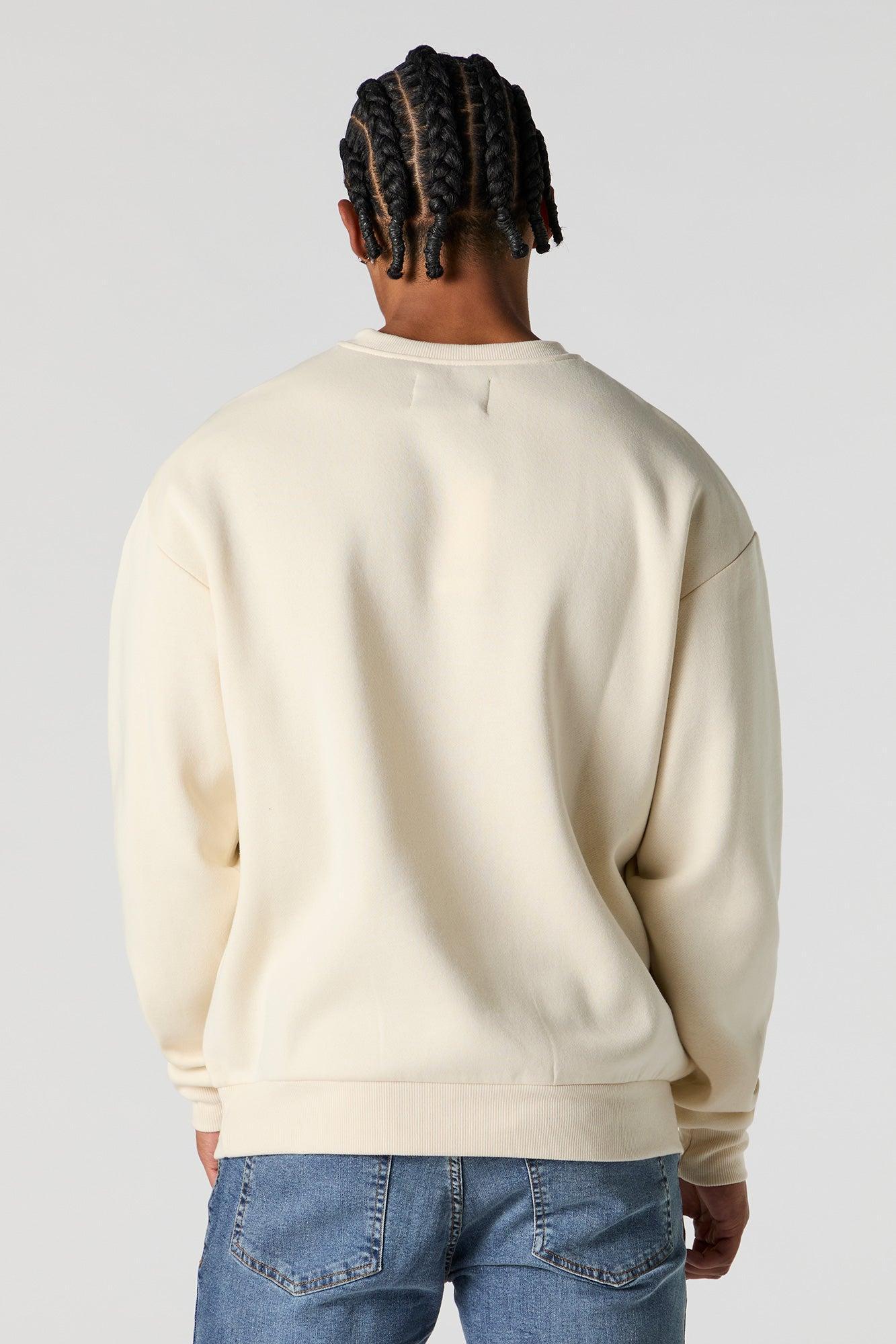 Solid Fleece Crewneck Sweatshirt Male Product Image