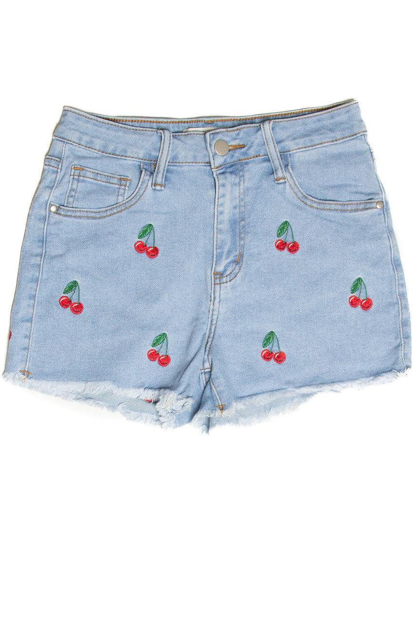 Embroidered Cherry Cut Offs Product Image