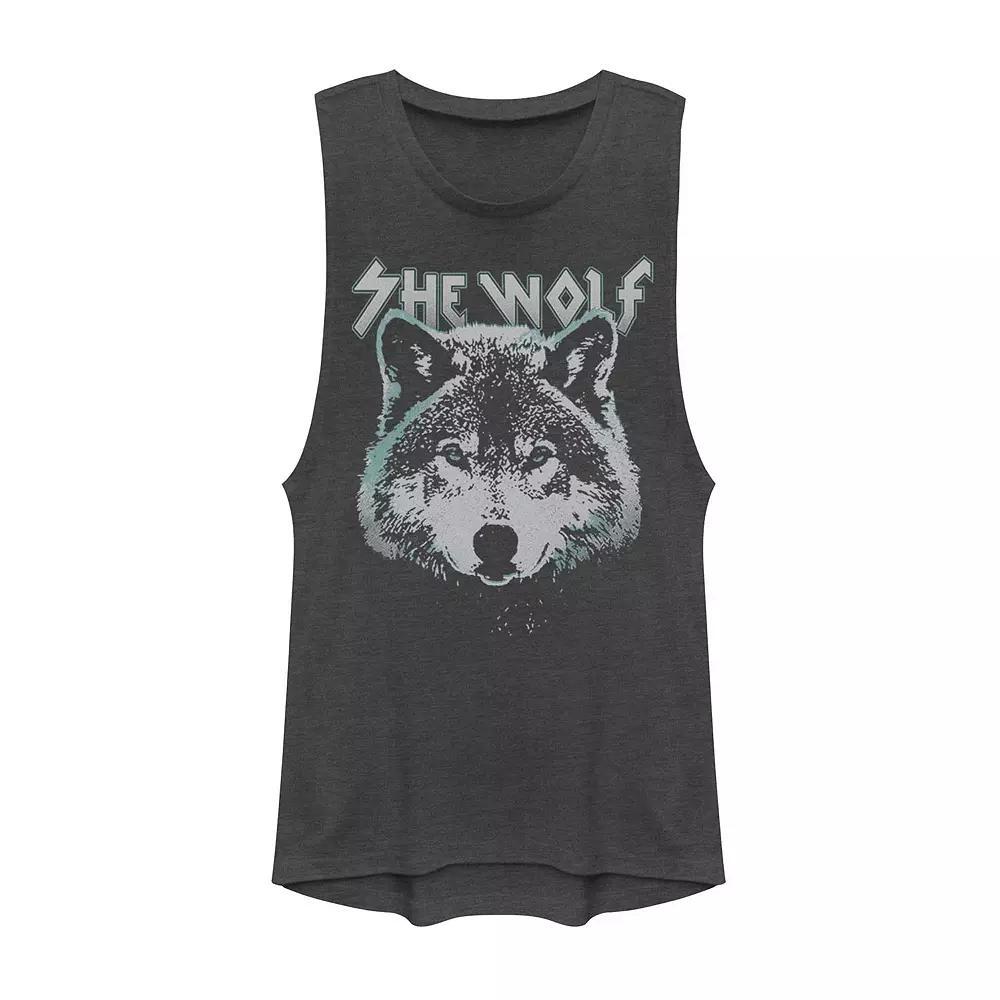 Juniors' NASA Repeating Rainbow Logo Muscle Tank Top, Girl's, Size: XS, Denim Grey Product Image