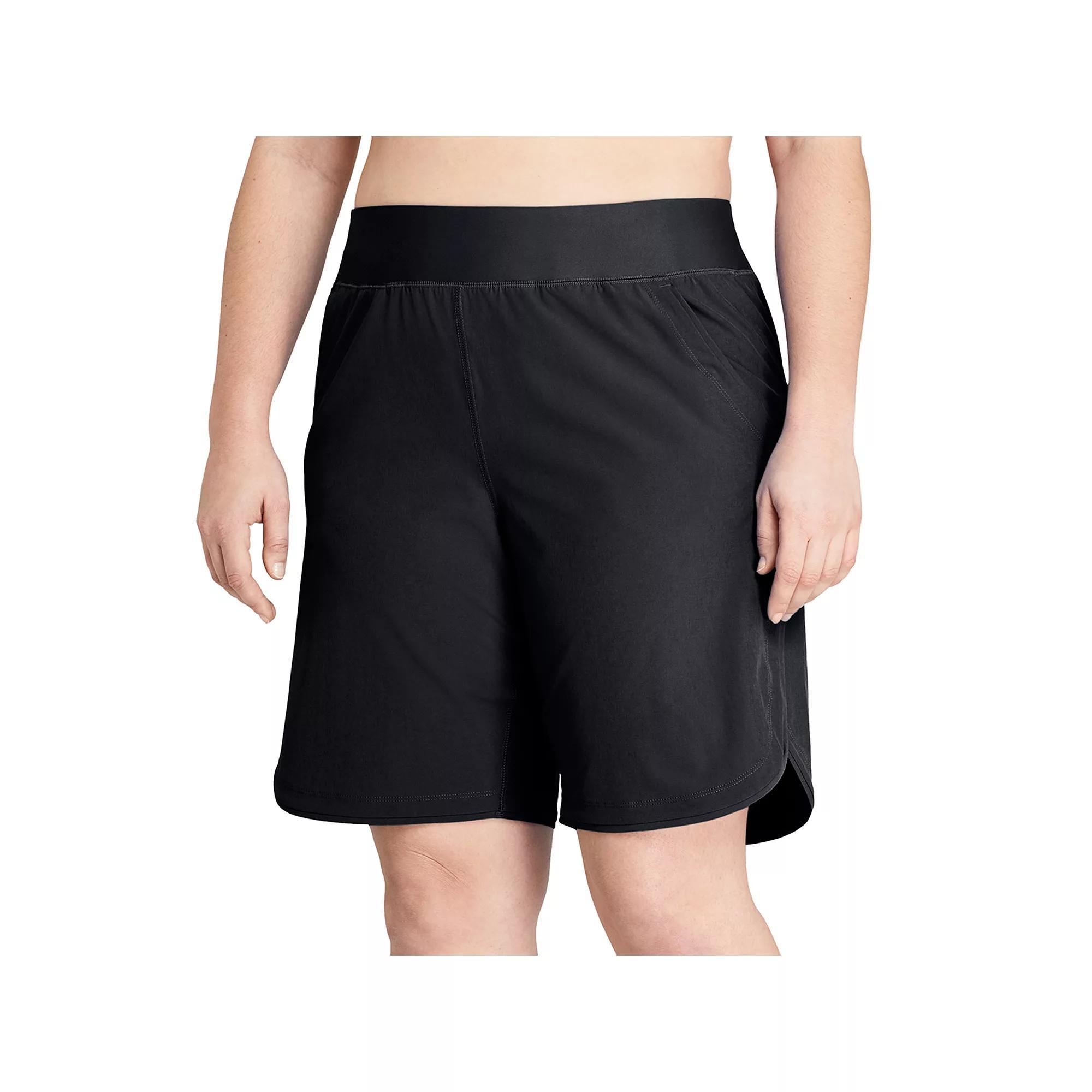 Women's Lands' End 9" Quick Dry Board Shorts Swim Cover-up, Size: 18, Black Product Image