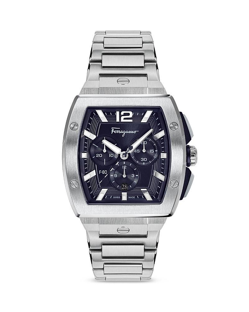 Ferragamo F-80 Tonneau Stainless Steel Chronograph Watch, 41.8mm Product Image