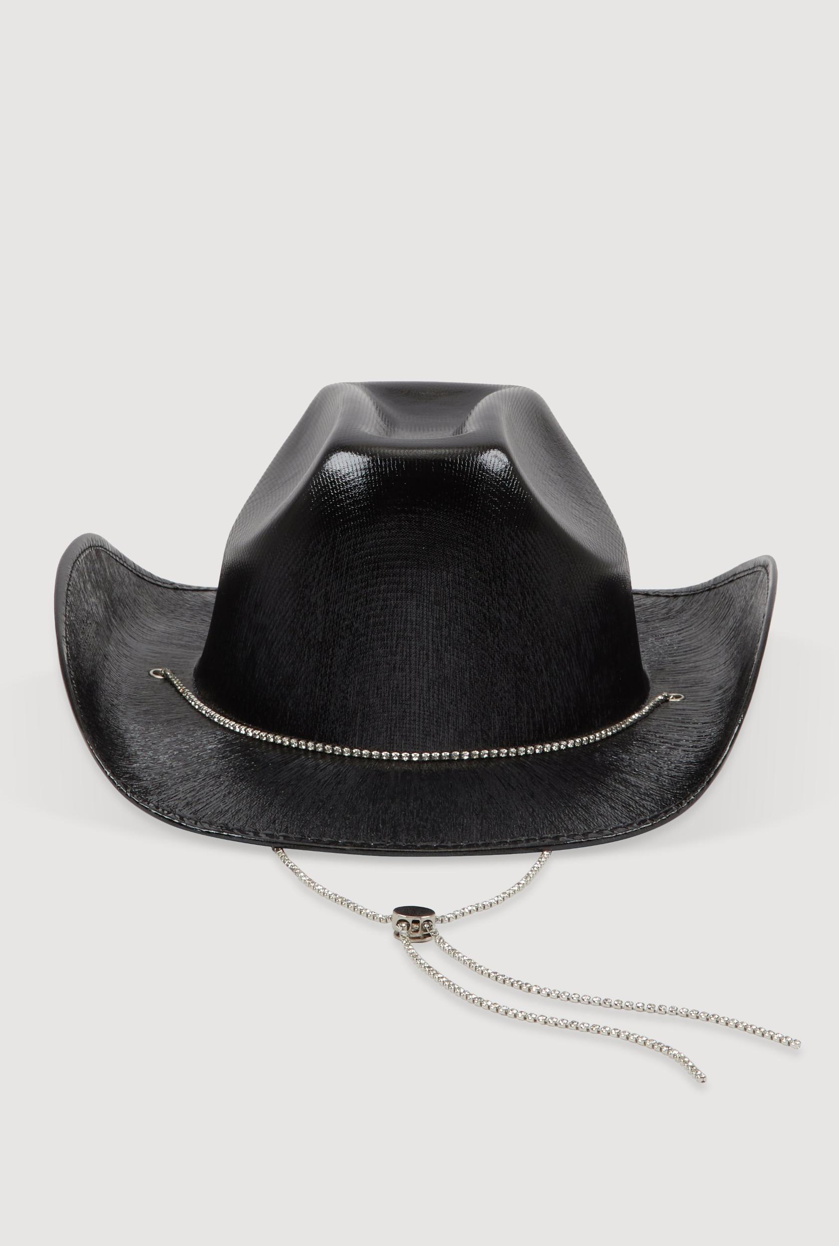 Rhinestone Chin Strap Cowboy Hat Female Product Image