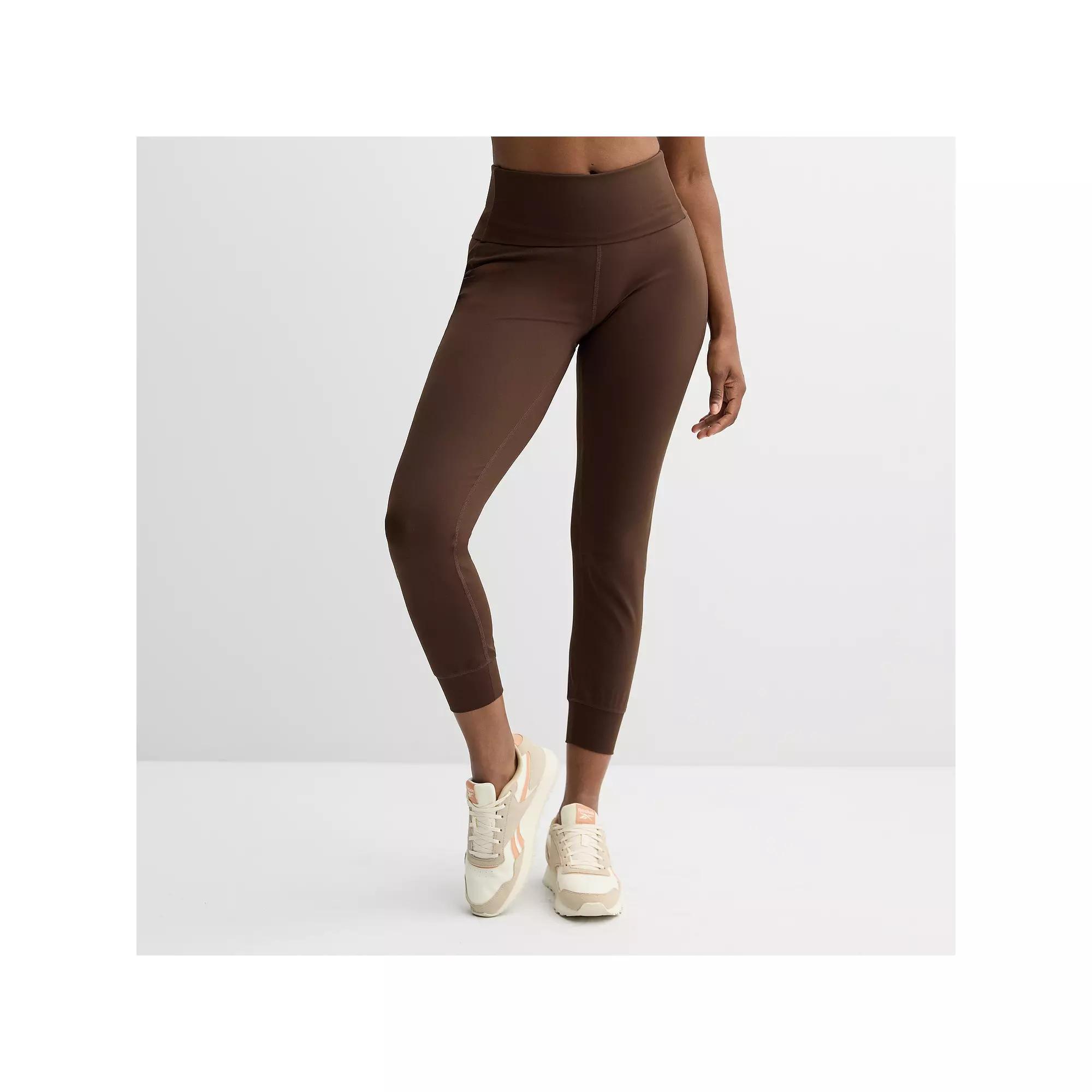 Women's Tek Gear® Essential Soft Fold Over Jogger Pants, Size: XS, Birk Brown Product Image